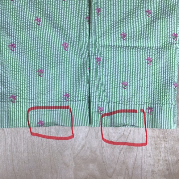 Lilly Pullitzer Mens Phipps Pants Seersucker Palm Trees Pink Green Sz 34 Preppy - Picture 8 of 8